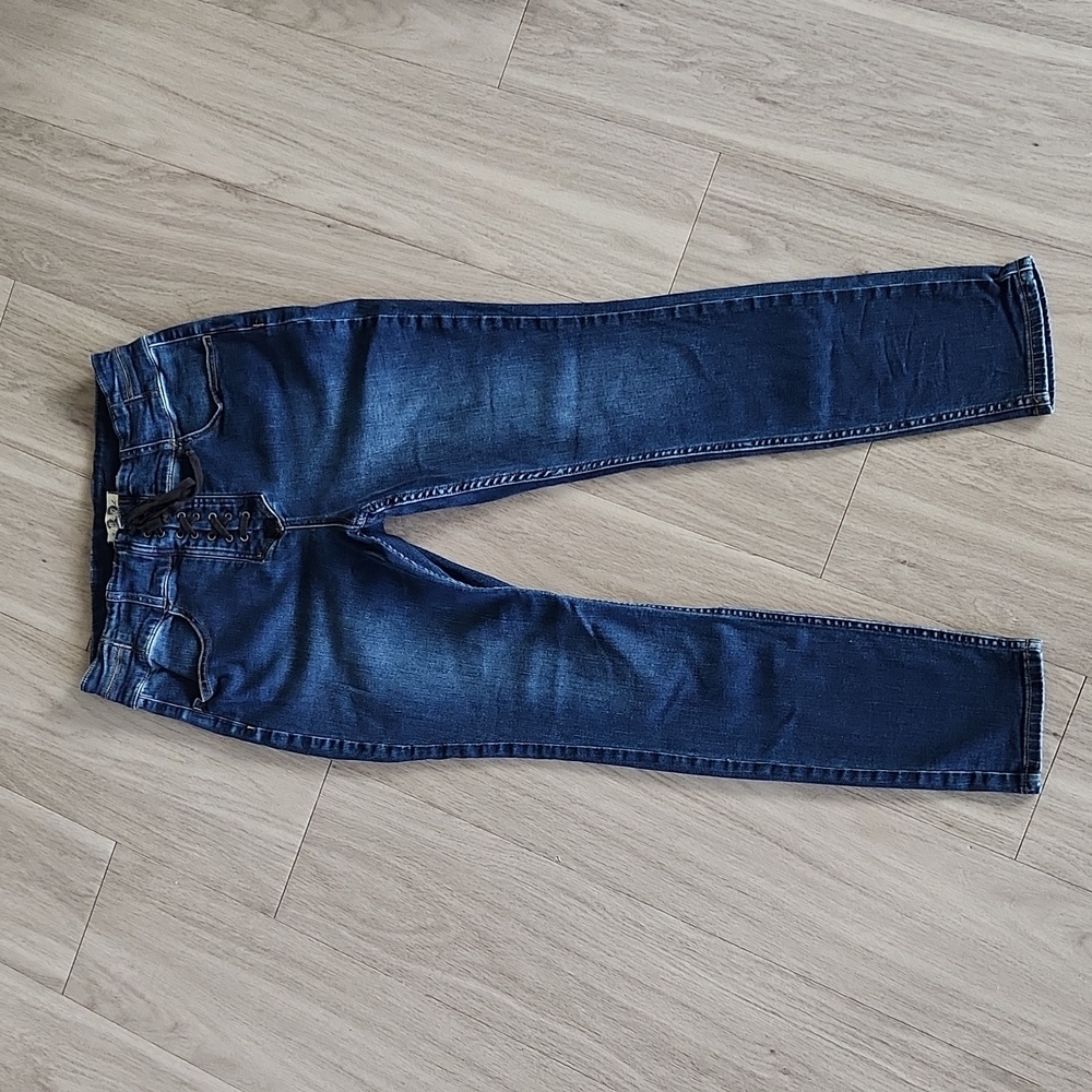 We The Free High Rise Lace-Up Jeans - Indigo